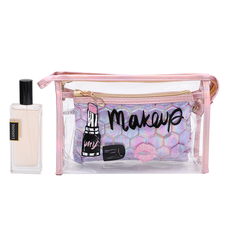 Wholesale Football Pattern Storage Bags, Travel PVC Two-piece Makeup Bags, Transparent Makeup Bags
